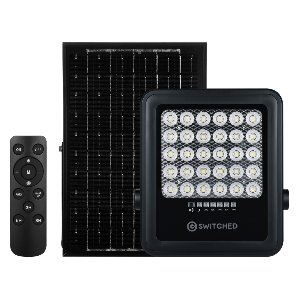 SWITCHED Urban PRO Series – 100W Solar Floodlight with Remote