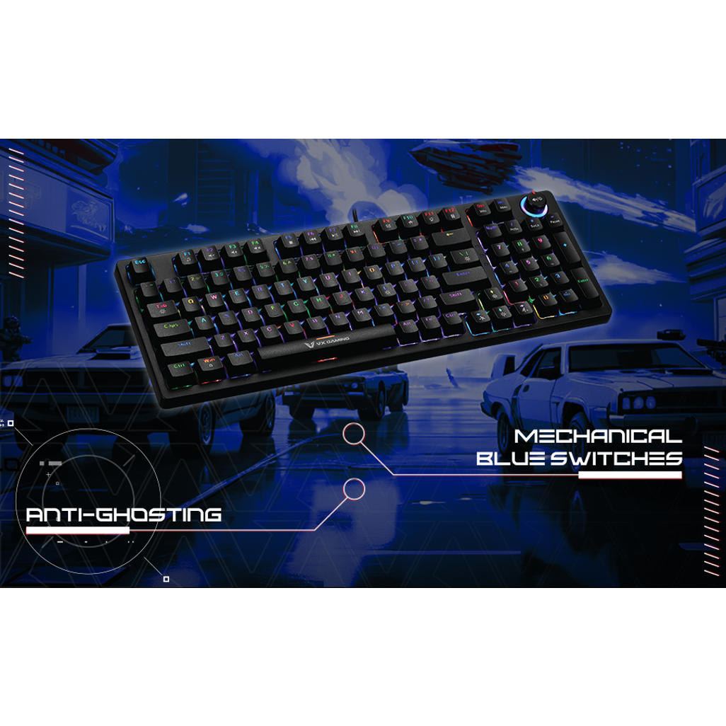 VX Gaming Warborn RGB TKL Mechanical Keyboard | Tenkeyless Compact Gaming Keyboard