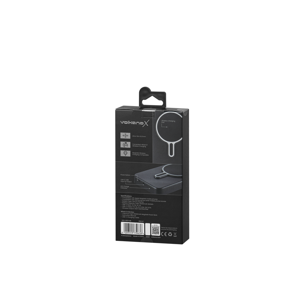 VolkanoX Ingot MagSafe 10,000mAh Power Bank – Black | Wireless & Magnetic | Namiri Tech