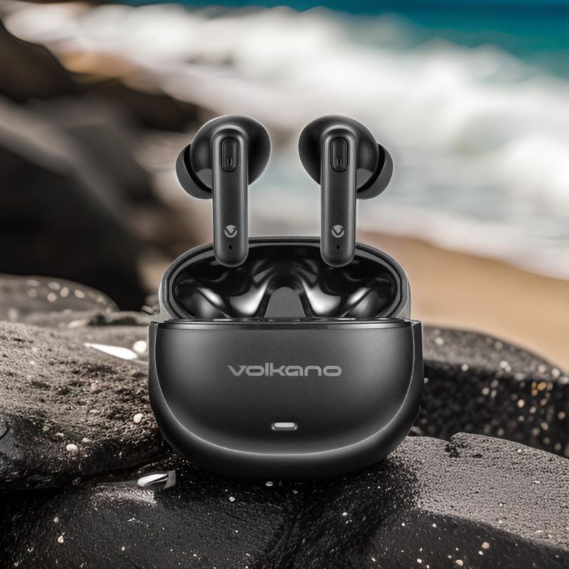 Volkano Pulse Series True Wireless Earphones with Charging Case - Black