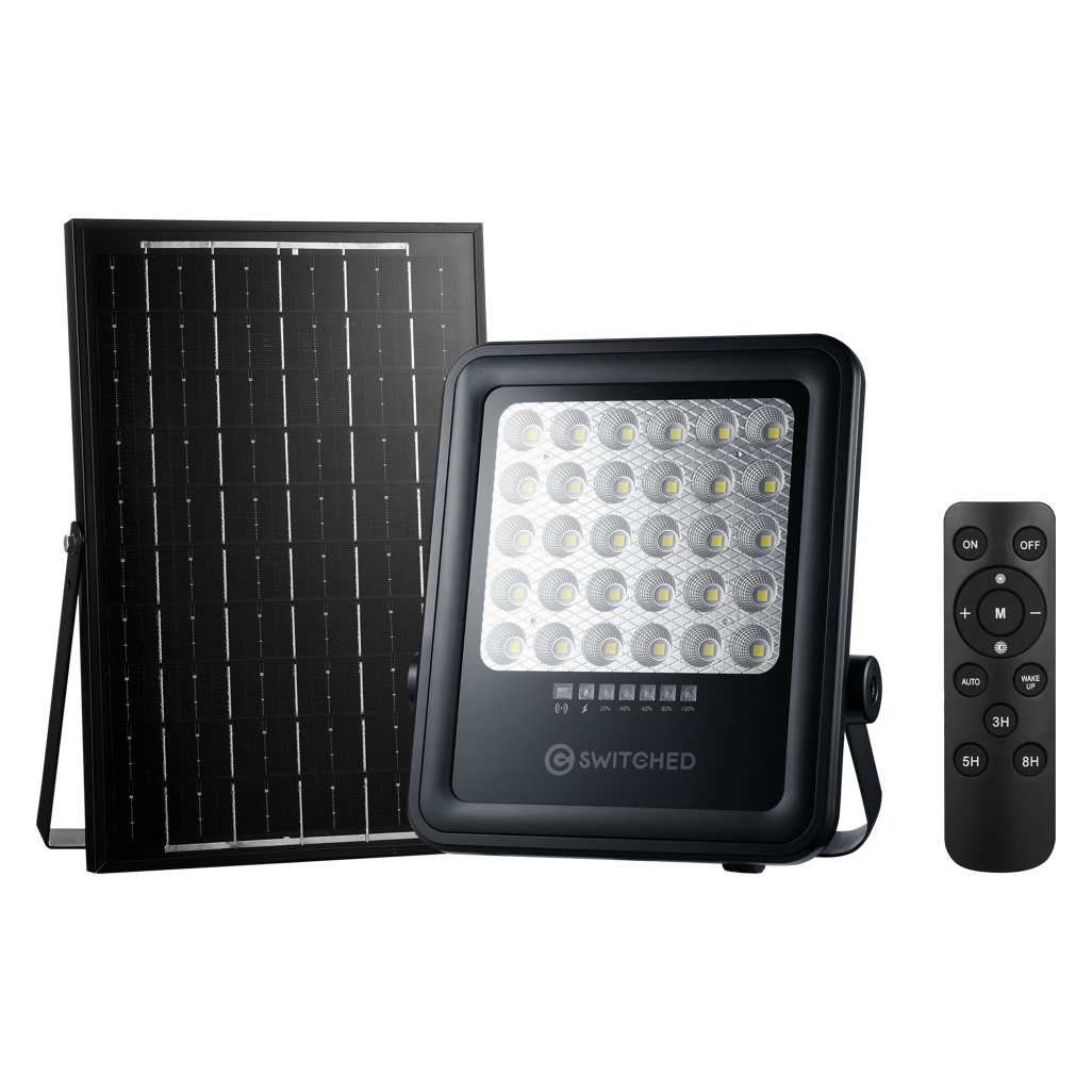SWITCHED Urban PRO Series – 100W Solar Floodlight with Remote