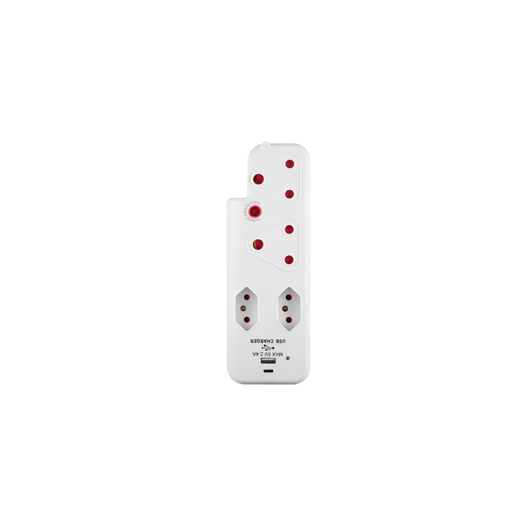 SWITCHED 3 PIN Adaptor-2x16A,2X5A 3 SANS 164-2+Medium Surge+Type C+Type A