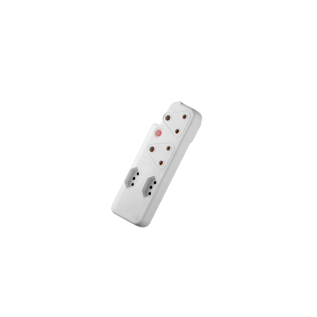SWITCHED 4 Way Medium Surge adaptor - White