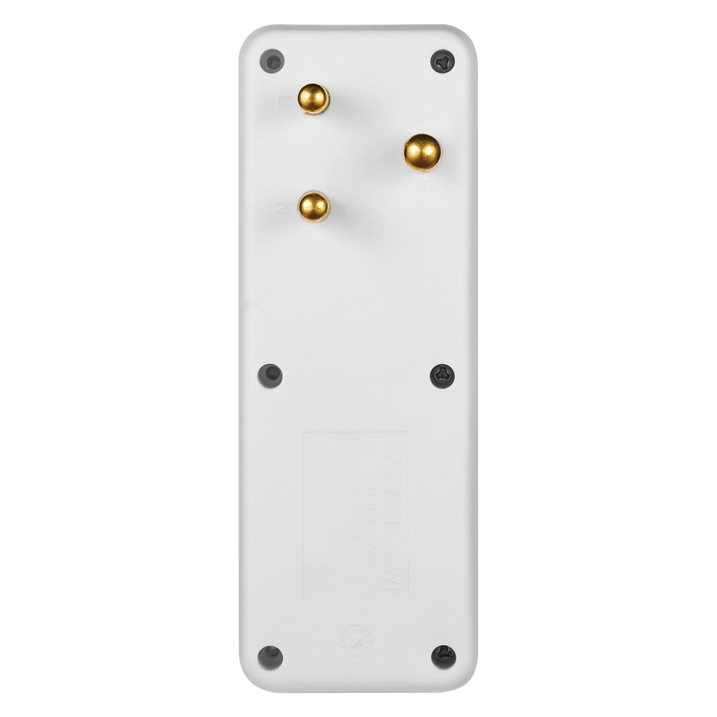 SWITCHED 4 Way Medium Surge adaptor with Schuko - White