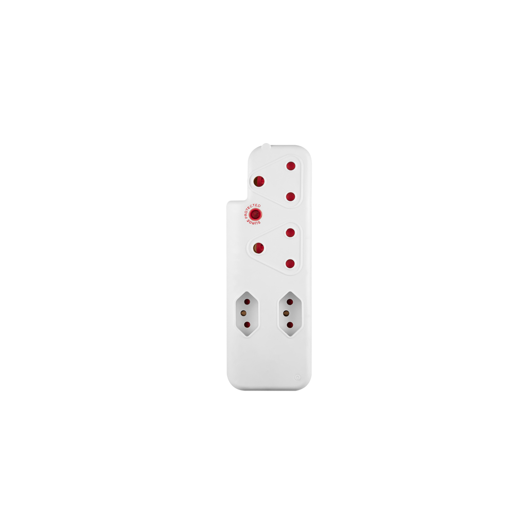 SWITCHED 4 Way Medium Surge adaptor - White