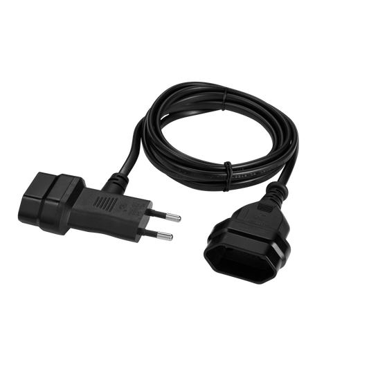 SWITCHED Easy Cable Extender 2Pin Euro to T Shape AC 2Pin Euro Socket 2M - Black
