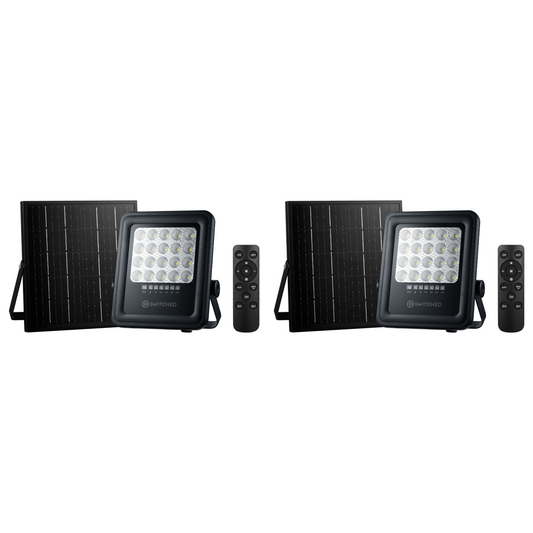 2 x SWITCHED – 50W Solar Floodlight with Remote (Bundle Pack)