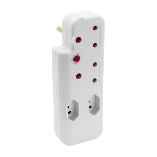 SWITCHED 4 Way Medium Surge adaptor - White