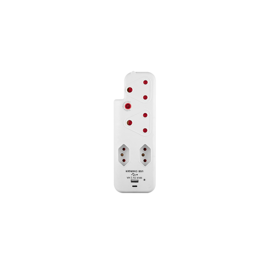 SWITCHED 3 PIN Adaptor-2x16A,2X5A 3 SANS 164-2+Medium Surge+Type C+Type A