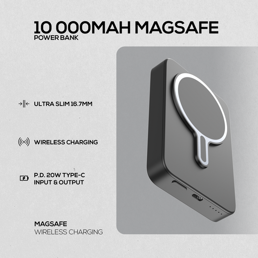 VolkanoX Ingot MagSafe 10,000mAh Power Bank – Black | Wireless & Magnetic | Namiri Tech